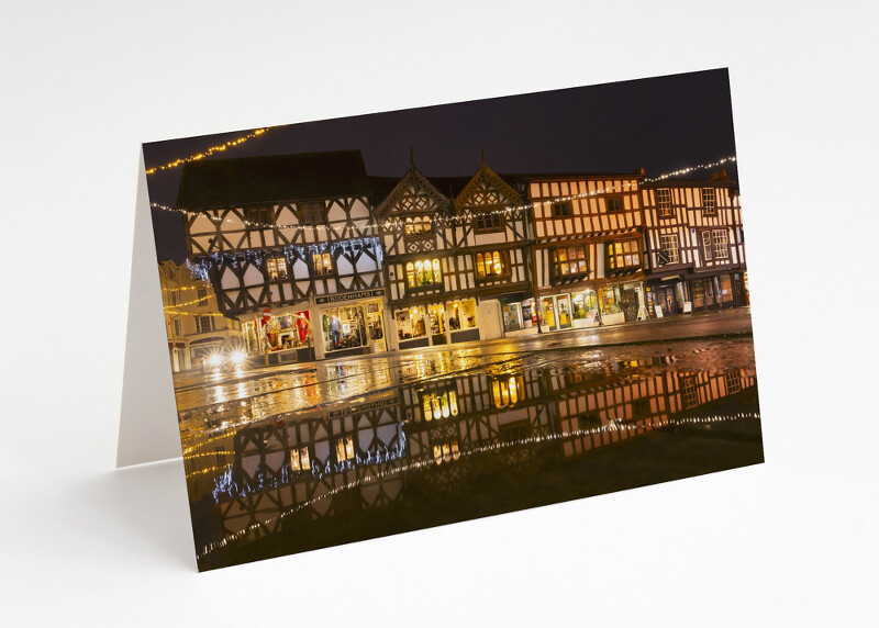 Christmas lights in Broad Street, Ludlow, Shropshire.