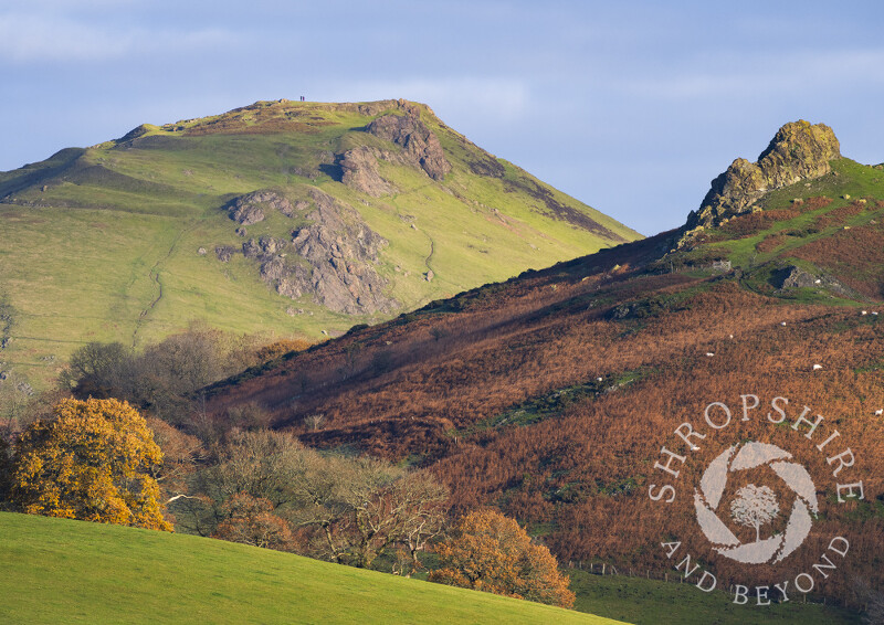 Hope Bowdler and Caer Caradoc in autumn, Shropshire.